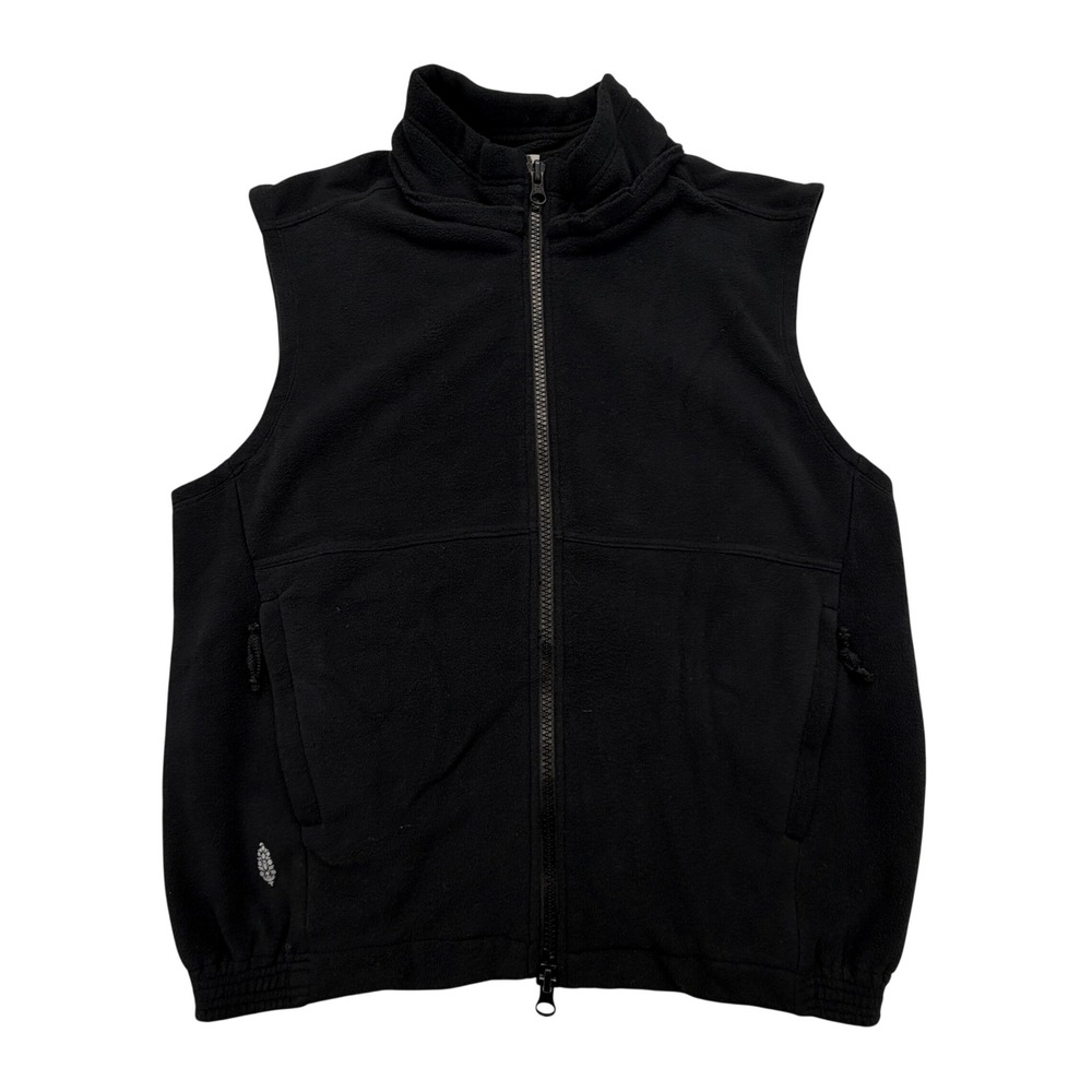 Free People FP Movement Vest Womens Large Black Hit The Slopes Fleece Full Zip